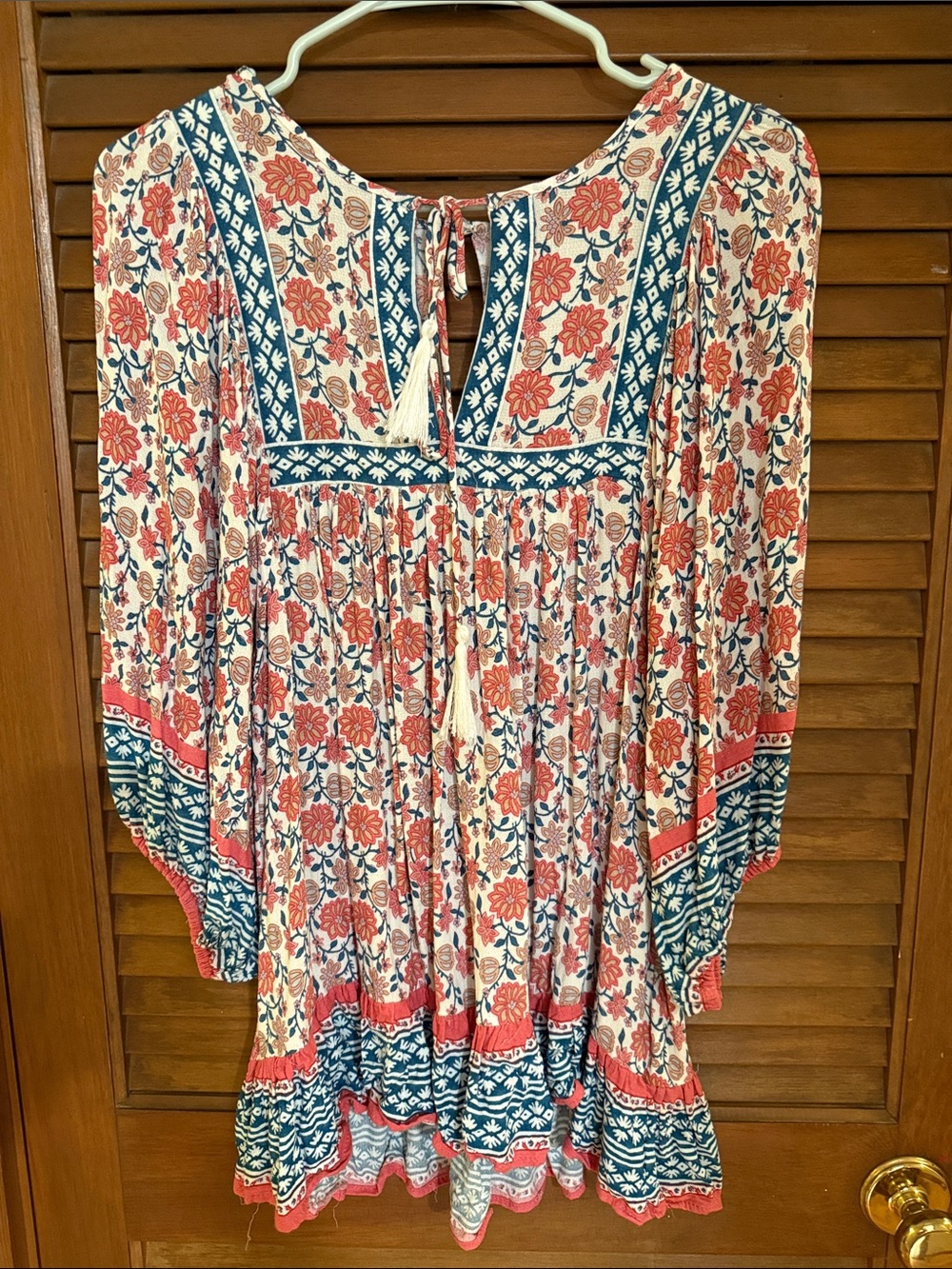 Rache Zoe balloon sleeve block print floral blouse